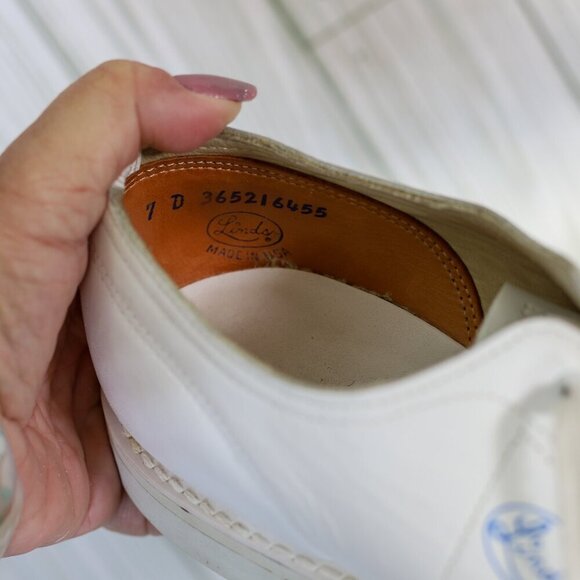 Linds size 7D white leather tie bowling shoes men's EUC! - Picture 8 of 8